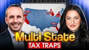 Small business owner reviewing state tax nexus, remote employee, and out-of-state sales tax obligations