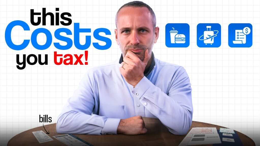 Business owner reviewing receipts, meals, and travel expenses for tax deductions.