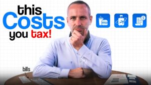 Business owner reviewing receipts, meals, and travel expenses for tax deductions.