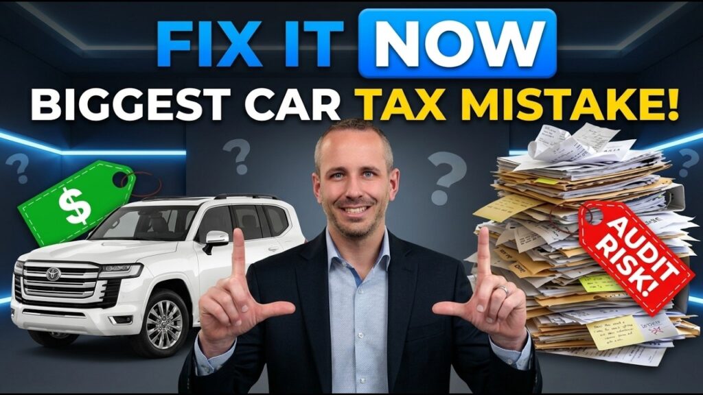 Business owner reviewing vehicle mileage and expenses for a 2026 tax deduction