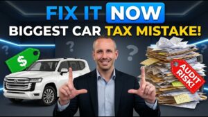 Business owner reviewing vehicle mileage and expenses for a 2026 tax deduction